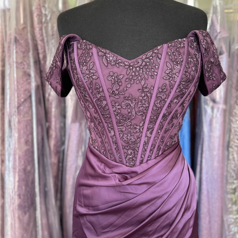 Elegant Purple Off-Shoulder Dress